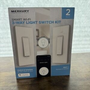 Merkury Innovations 3-Way Smart Light Switch Kit Requires 2.4Ghz Wifi 2 Pack New